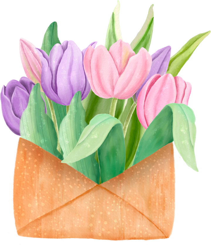 Envelope and tulip