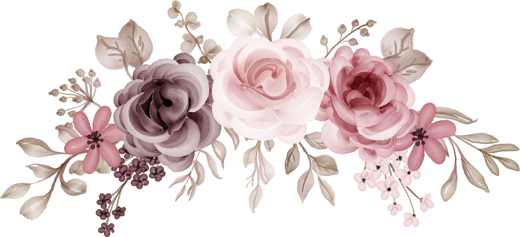 flower arrangement with rose pink pastel & maroon.
