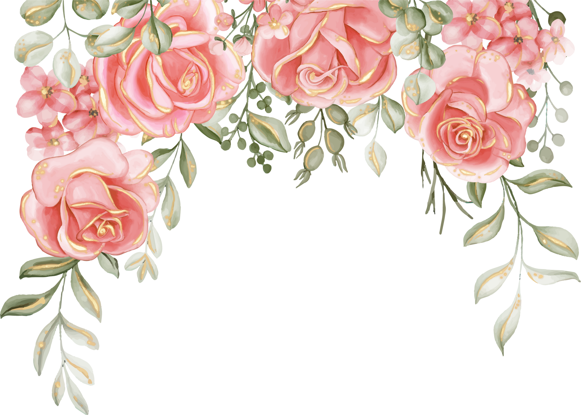 rose pink gold flower lace border