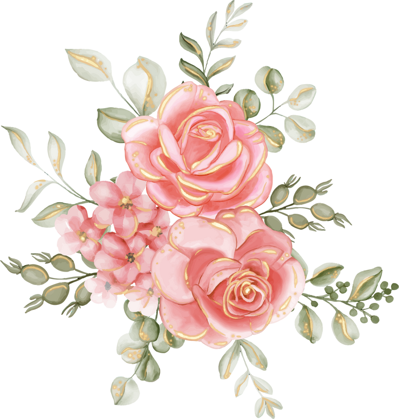 rose pink gold flower arrangement