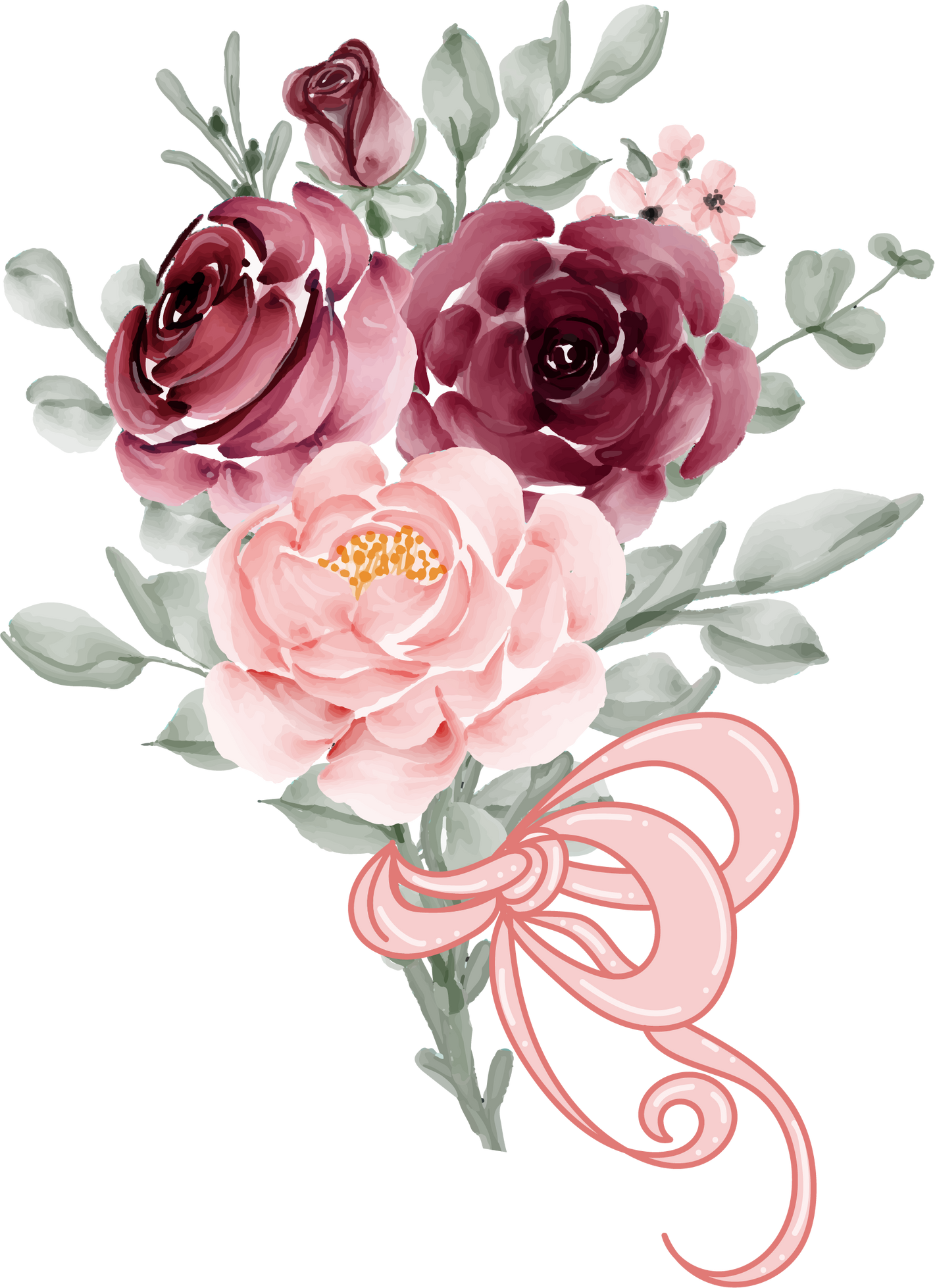 Flower Arrangement of Burgundy and Pink Rose