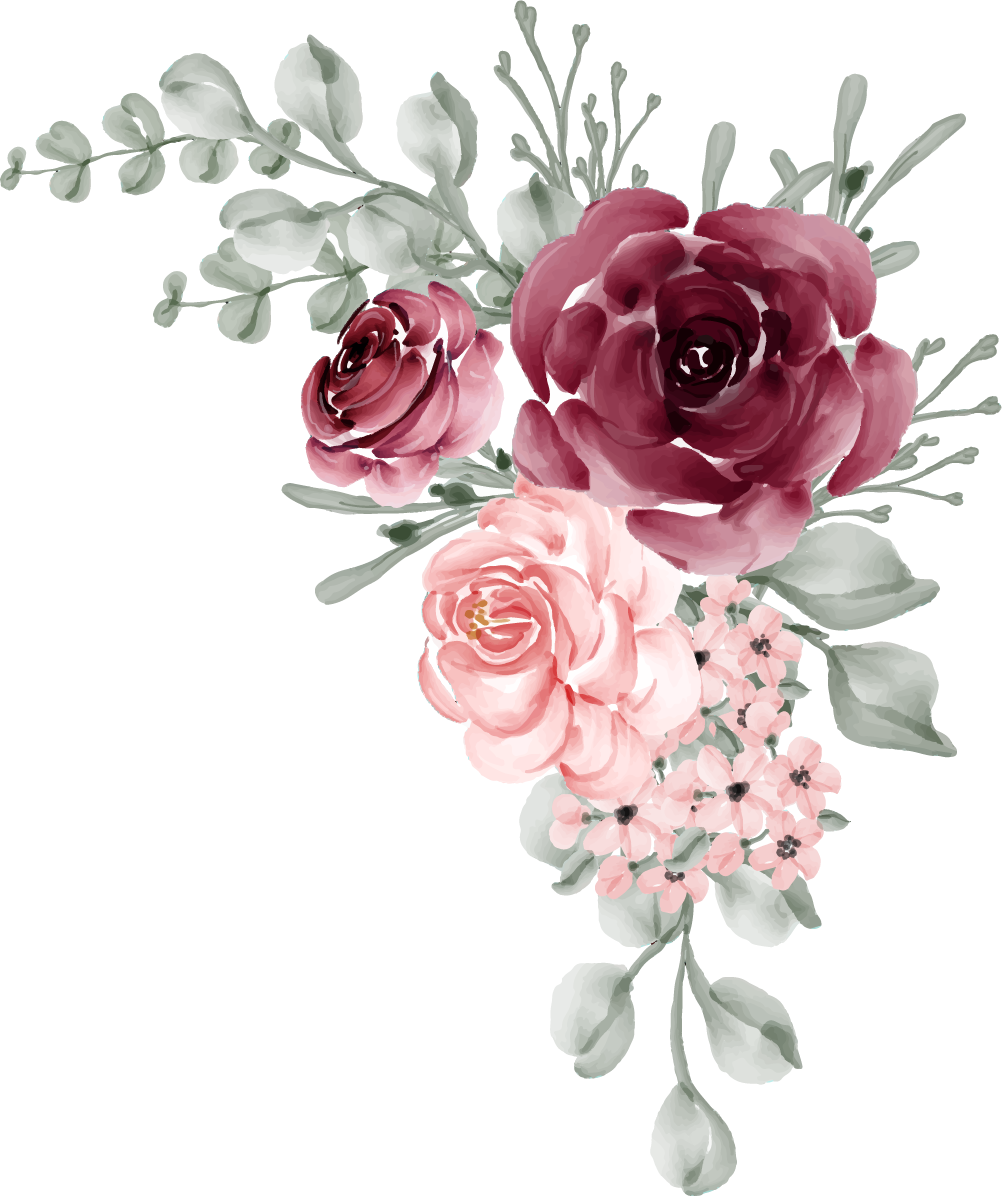 Flower Arrangement of Burgundy and Pink Rose