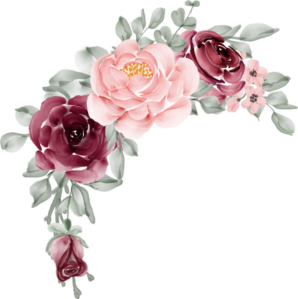 Flower Arrangement of Burgundy and Pink Rose