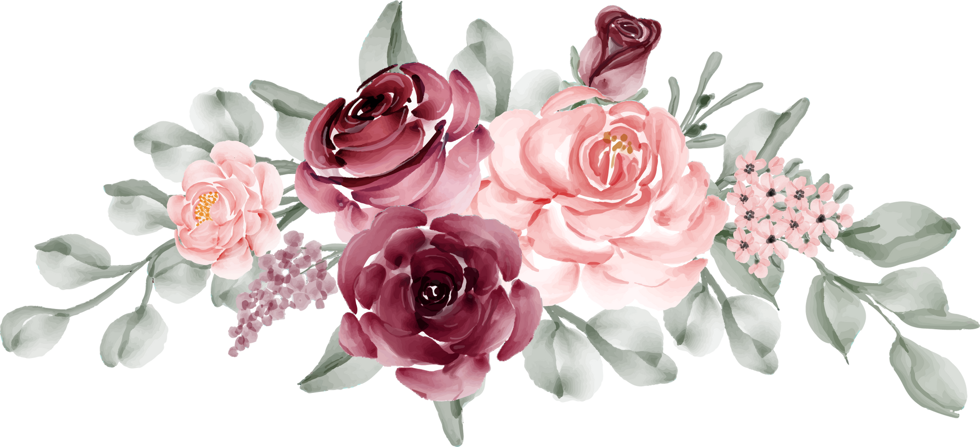 Flower Arrangement of Burgundy and Pink Rose