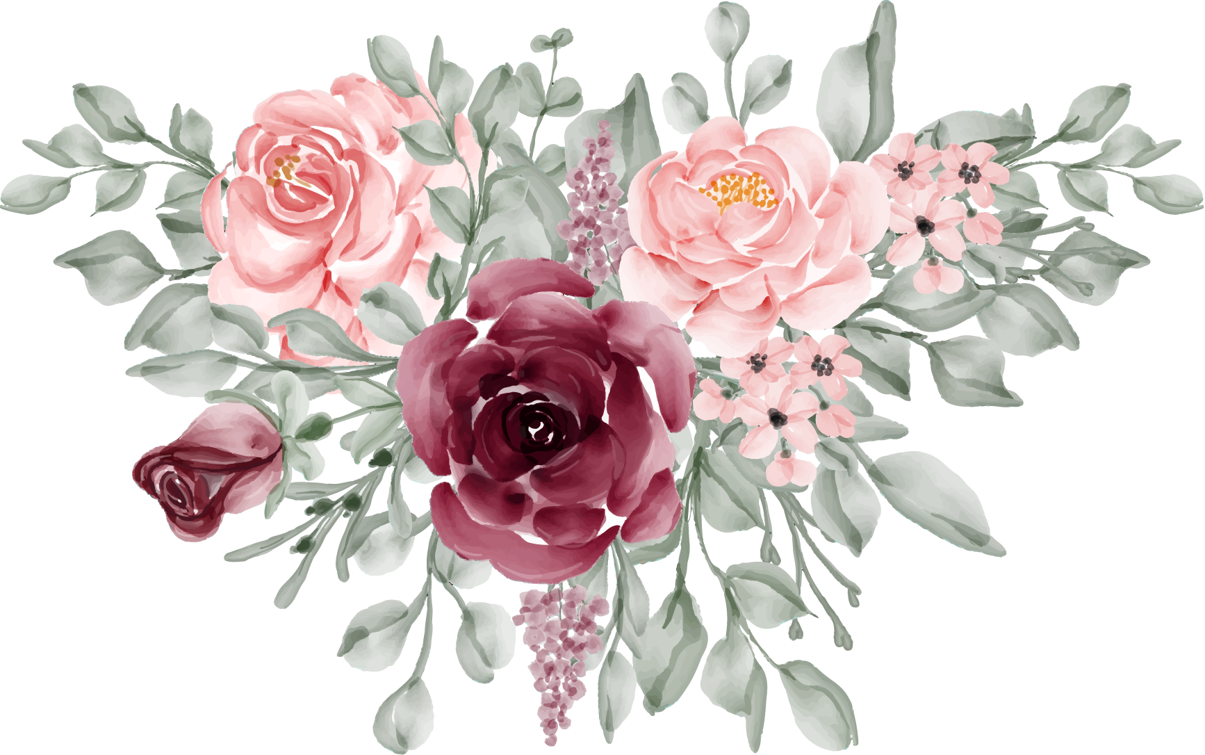 Flower Arrangement of Burgundy and Pink Rose