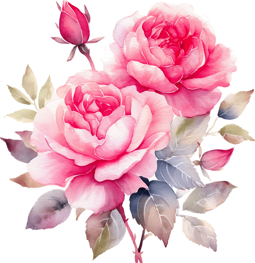 Watercolor pink roses