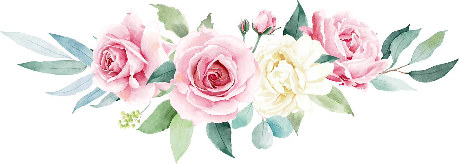 Watercolor Pink Rose Flower Bouquet