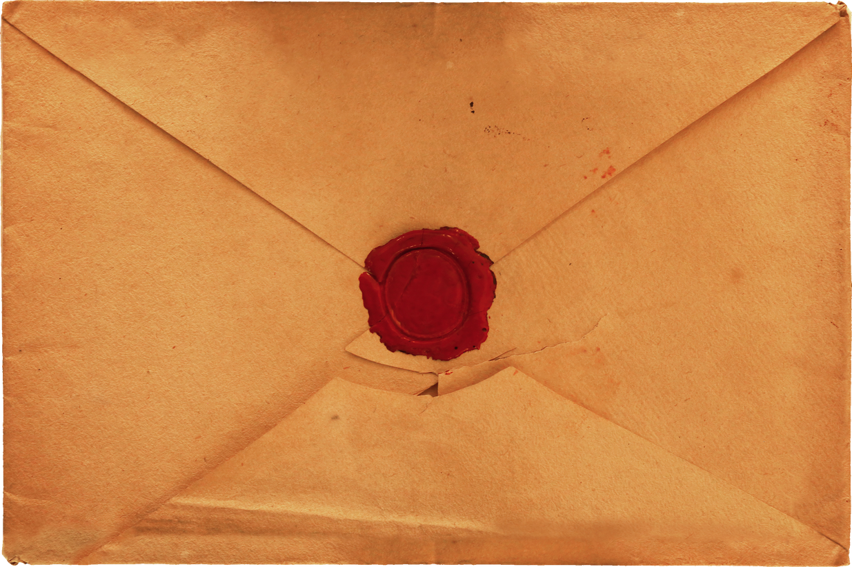 Old Vintage Paper Envelope with Red Sealing Wax